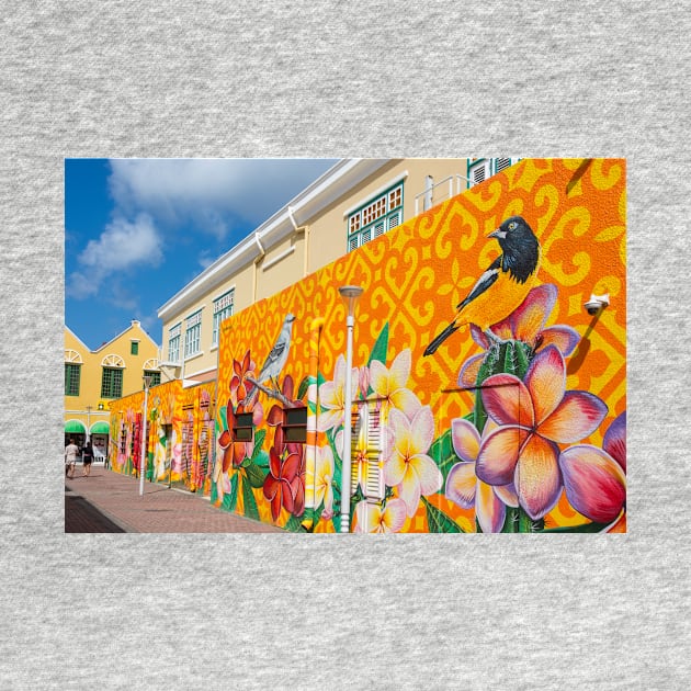 Colorful Mural in Punda Willemstad Curacao by Debra Martz